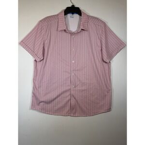 REV 3 Men's Short Sleeve Performance Shirt, Red Short Striped Size-XL